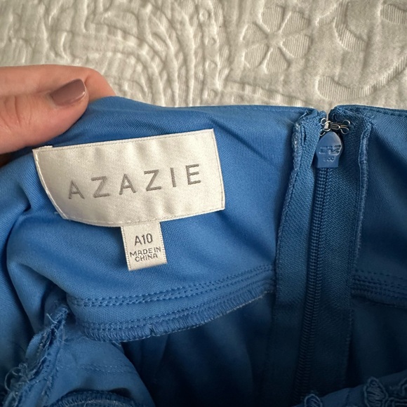 Azazie Blue Halter Dress - Picture 4 of 5